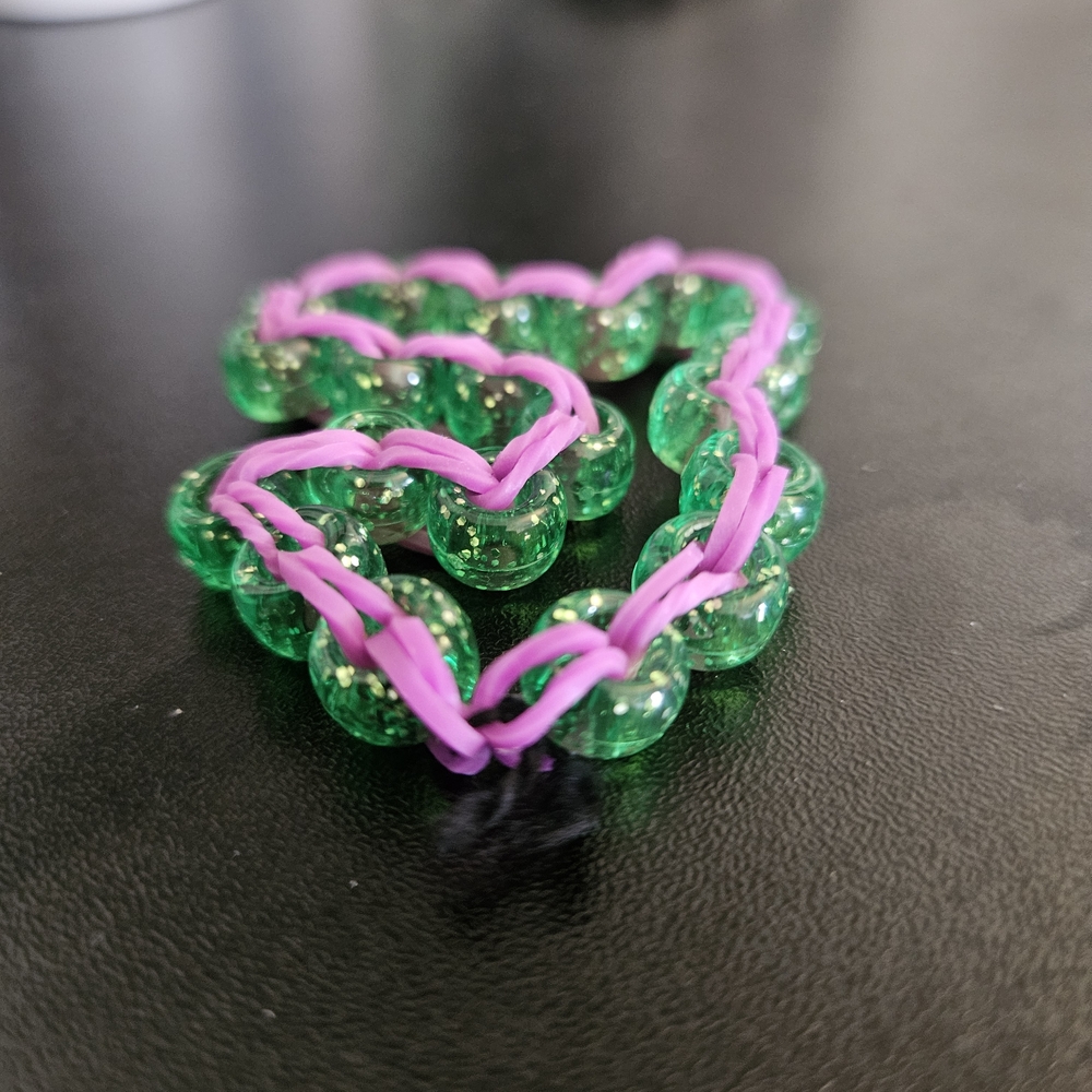 Green and Pink Beaded Bracelet